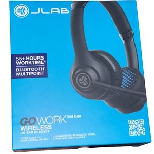 JLab Go Work Wireless Headset Unisex OS Black New 2nd Gen Bluetooth Multipoint
